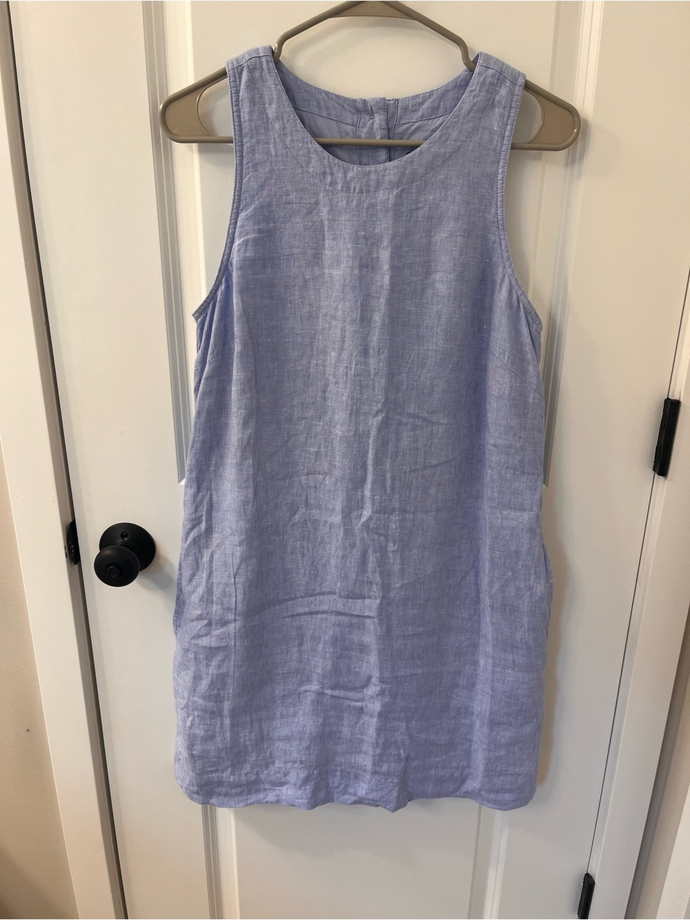 J. Crew Sleeveless Linen Shift Dress in Light Blue